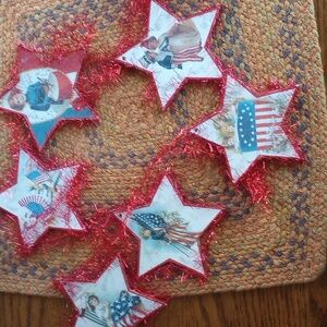 Bethany Lowe Patriotic Stars on Red Tinsel